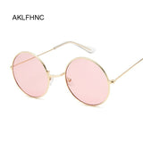 2019 Retro Round Pink Sunglasses Women Brand Designer Sun Glasses For Women Alloy Mirror Female Oculos De Sol Black