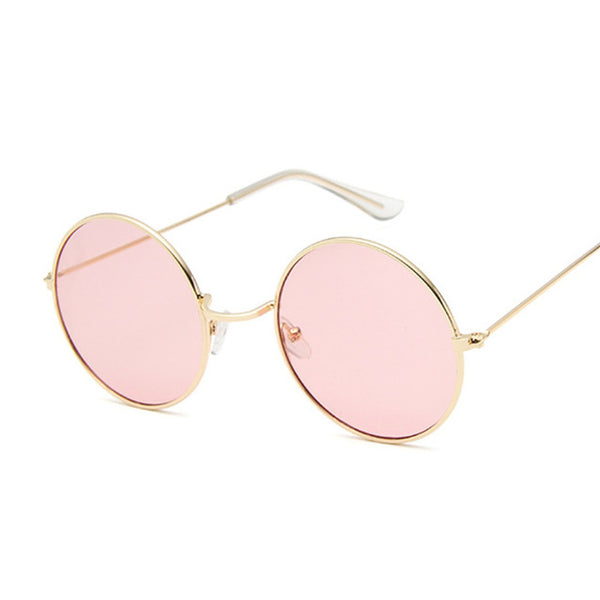 2019 Retro Round Pink Sunglasses Women Brand Designer Sun Glasses For Women Alloy Mirror Female Oculos De Sol Black