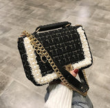 2020 Fashion New Female Square Tote bag Quality Woolen Pearl Women's Designer Handbag Ladies Chain Shoulder Crossbody Bag Travel