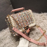 2020 Fashion New Female Square Tote bag Quality Woolen Pearl Women's Designer Handbag Ladies Chain Shoulder Crossbody Bag Travel