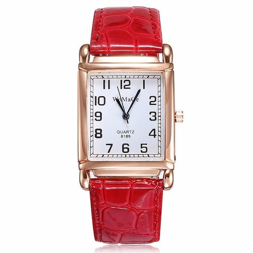 2019 New Watches Women Square Rose Gold Wrist Watches Red Leather Fashion Brand Watches Female Ladies Quartz Clock montre femme