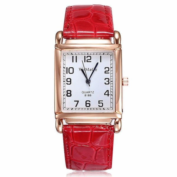 2019 New Watches Women Square Rose Gold Wrist Watches Red Leather Fashion Brand Watches Female Ladies Quartz Clock montre femme