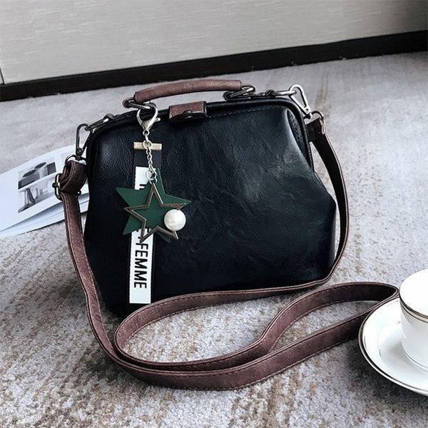 Fashion Women Handbag New Female Star Pendant Tassel Rivets Pu Leather Crossbody Shoulder Bag Casual Famous Doctor Women Bags