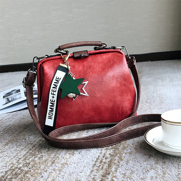 Fashion Women Handbag New Female Star Pendant Tassel Rivets Pu Leather Crossbody Shoulder Bag Casual Famous Doctor Women Bags