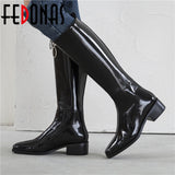 FEDONAS New Knee High Boots Women Genuine Leather Party Night Club Chelsea Shoes Woman Calf Boots Autumn Winter Warm High Boots