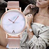 Vansvar Brand Creative Mesh Band Marble Quartz Watch Casual Women Stainless Steel Wristwatches Relogio Feminino Drop Shipping