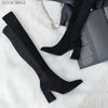 Sexy over the knee high boots woman suede leather thick high heels women boots autumn winter black gray party shoes woman